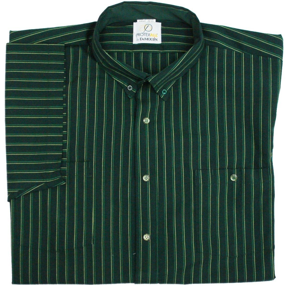 White/Green Strip Work Shirt Protexall Uniforms White/Green Strip Work Shirt Protexall Uniforms