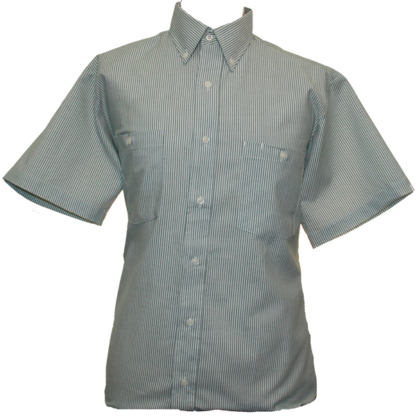 White/Green Stripe Work Shirt