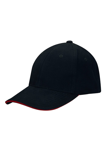 Black Baseball Cap w/Red Trimmed Bill